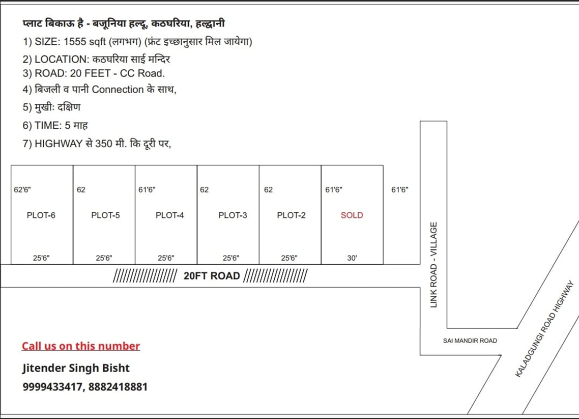 Residential Plots for Sale at Sai Mandir, Kathgariya, Haldwani